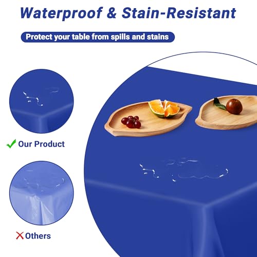 Image of QZYL 4 PCS Blue Tablecloth, 54 x 108 Inches Plastic Table Cloth Disposable, Table Cloth for Parties, Picnic, Camping and Baby Shower Decorations, Leakproof Table Cover of Indoors Outdoors