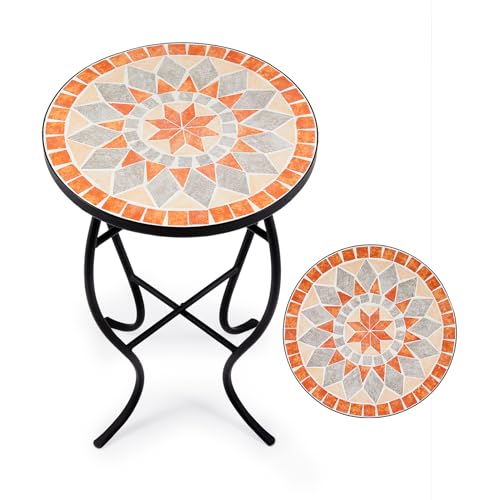 VONLUCE Mosaik Beistelltisch Orange Beige