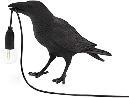 ECOSWAY Birds Table Lamps Bedroom Resin Crow Desk Lamp Bedside Light Wall Sconce