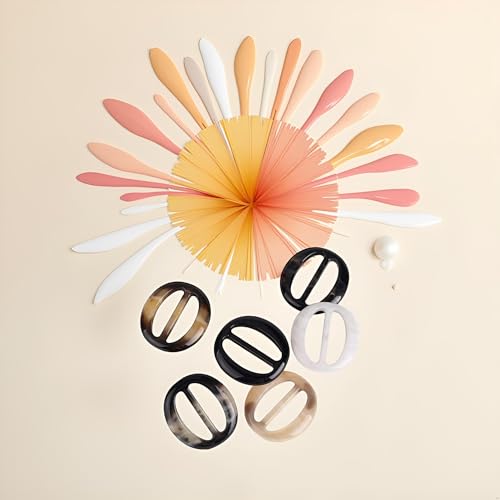Image of 6 Pcs Color Random Scarf Clip Ring Scarf Clasp Slides T Shirt Clips Rings Oval Plastic Scarf Buckle Holder for Women Brooches and Pins Jewelry