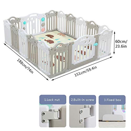 boxen voor peuters, schattig veiligheid speelcentrum tuin babyverzorging hek peuter speelkleed box met 16 kleurrijke panelen, meisjes jongens kinderen kruipen voor speelkamer kwekerij b - Afbeelding 6