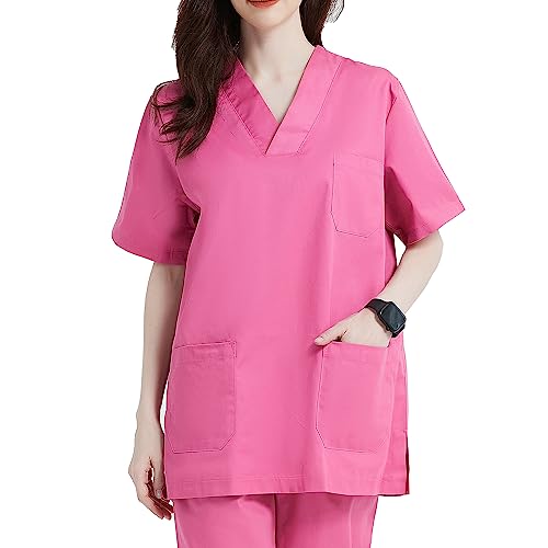 MISEMIYA - Medizinische Uniformen Unisex Top Krankenschwester Krankenhaus Berufskleidung - XX-Large, Pink