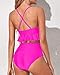 Tempt Me Women Dark Pink Two Piece Swimsuits High Waisted Bikini Set Ruffle Flounce Tummy Control Bottoms Bathing Suit XL