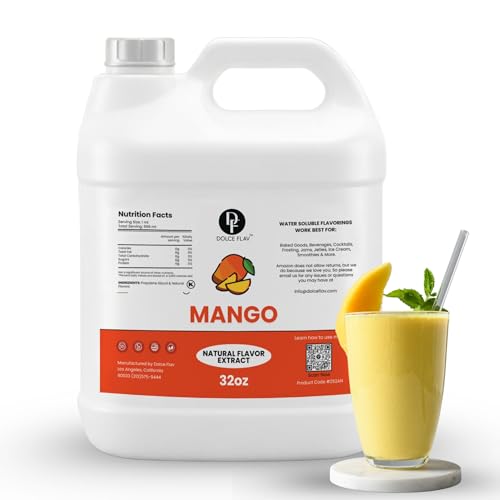 Image of Dolce Flav Mango Flavoring 32 oz - Bulk Tropical Extract for Beverage Manufacturing, Ice Cream Shops & Foodservice