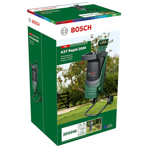 Bosch AXT Rapid 2000 Häcksler (zum leistungsstarken Häckseln von Gartenabfällen; kraftvoller 2000-W-Motor)