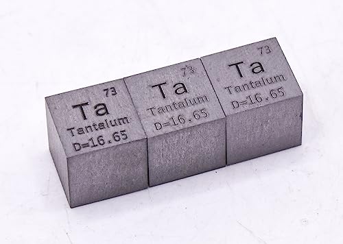 Image of 0.39 inch 10mm Tantalum Metal Cube Ta up to 99.9% Pure Periodic Table Element Engraved Density Collection Science Education Display Block Cube + Acrylic Case Box - 1PC