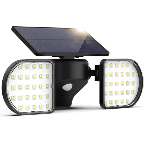 OUSFOT Luz Solar Exterior 56LED, Focos LED Exterior Solares con Sensor de Movimiento 2200mAh, IP65 Iluminación de pared Exterior para Jardín y Garaje