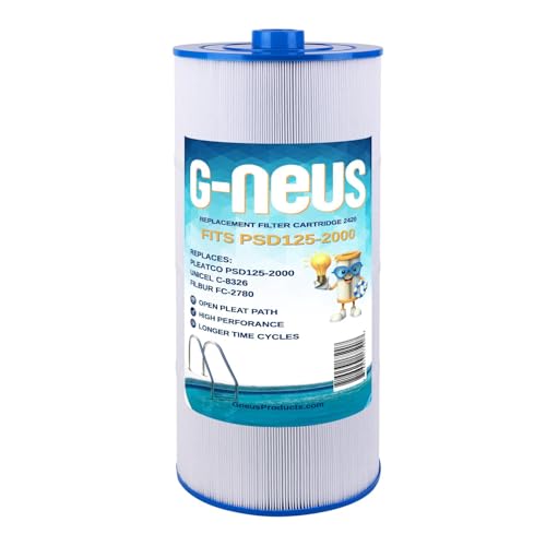 G-NEUS Spa Filter | Replaces 6540-488, PSD125-2000, Unicel C-8326, Filbur FC-2780, Aladdin 22507, Baleen AK-70013, Magnum SU125 | 125 Sq Ft Coverage | High Performance Replacement Cartridge, 1 Pack