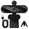 Cámara web USB HD de 1080P y cámara de gran ángulo con micrófono incorporado y trípode giratorio, para computadora portátil o PC de escritorio, excelente para transmisión en vivo, llamadas