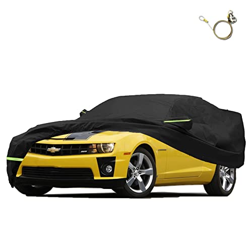 Virego Black Waterproof Car Cover For 2010-2022 Chevy Camaro, Upgrade 310D Oxford Cloth Camaro Car Cover, With Driver's Zipper Door & Windproof Straps, Windproof Snow Proof Uv All Weather Protection #TOP14