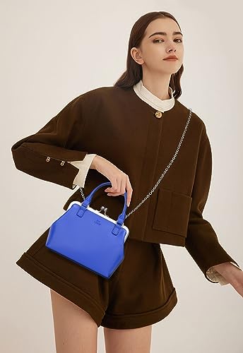 Image of GM LIKKIE Kiss Lock Purses and Handbags, Vintage PU Leather Clutch Purses for Women, Top Handle Evening Handbag