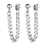 Chain Dangle Earrings Men Women Stainless Steel Hanging Kpop Egirl Eboy Grunge Earrings