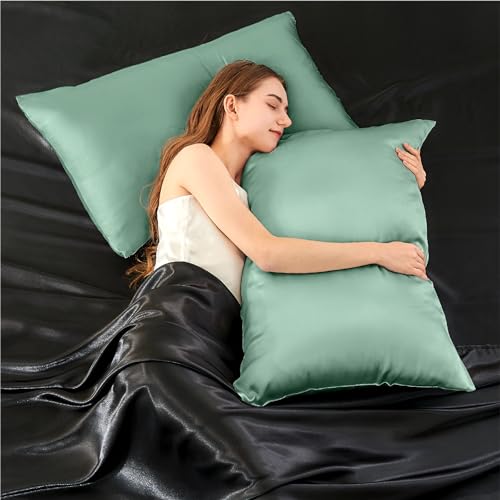 Image of INFIIXSO Silk Pillowcase Mint Green 1PC 20 inchx26 inch