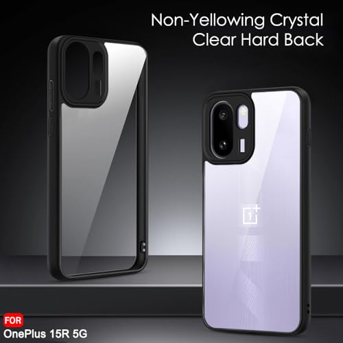 Image of TheGiftKart Hybrid Shockproof Back Cover Case for OnePlus 15R 5G | Camera Protection Module | Hard Back Cover for OnePlus 15R 5G (PC & TPU, Transparent Clear Back, Black Sides)