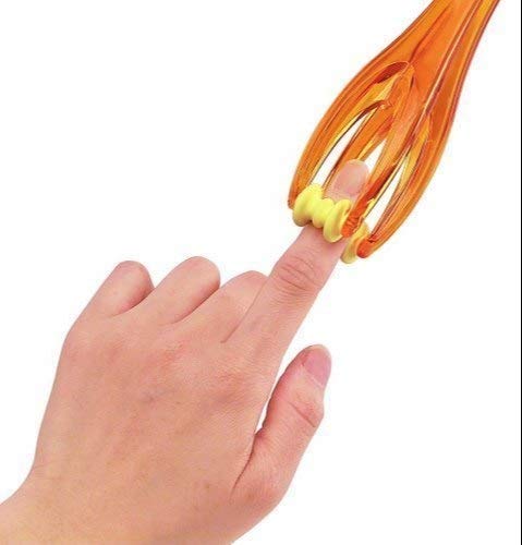 Image of Plastic Manual Massager Dual Roller Finger Massage Stick with 5 Sujok Rings (Multicolor)