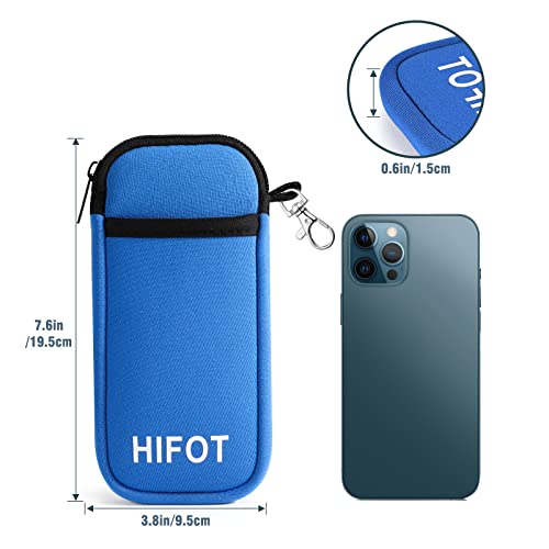 Image of Hifot 2 Pack Double Soft Glasses Case with Carabiner Hook, Ultra Light Portable Neoprene Eyeglasses Pouch with Zipper