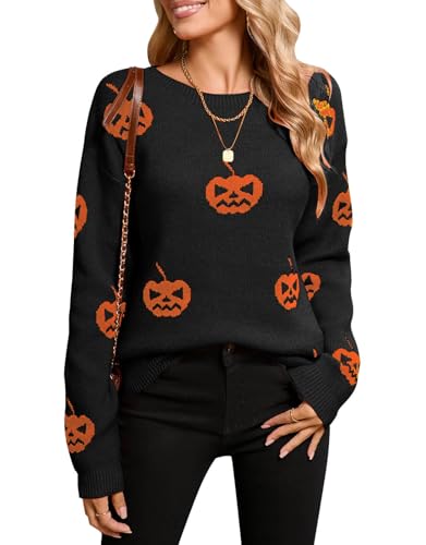 Image of Womens Cute Heart Sweater Crew Neck Long Sleeve Pullover Valentines Sweater