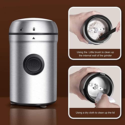 WGLL Molinillo eléctrico para Especias, Hierbas secas y café, 12 Tazas, Plata. - Imagen 7