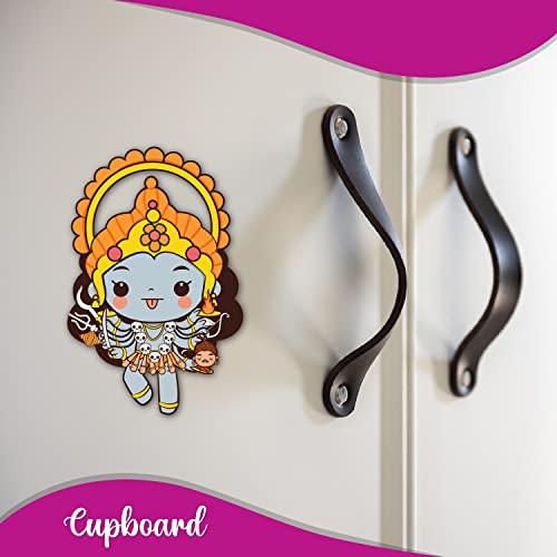 Image of Bhai Please Goddess Kali Wooden Fridge Magnet (Pack of 1) |Hindu God, Spiritual, Divine, Devotional, Housewarming Gift and Decorations