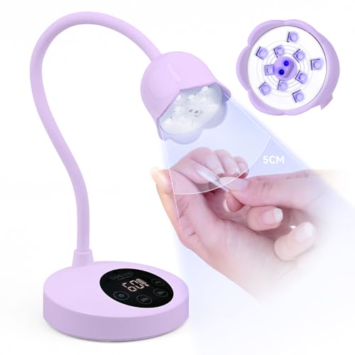 SAVILAND UV Nail Lamp: Smart Sensor 10s Flash Cure 360° Gooseneck Rechargeable & Portable 3000 mAh UV LED for Gel Nail Tips & Rhinestone DIY Home Manicure