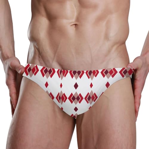 Red Block Swim Briefs for Men Swimsuit Bikini Swimwear S B04051414