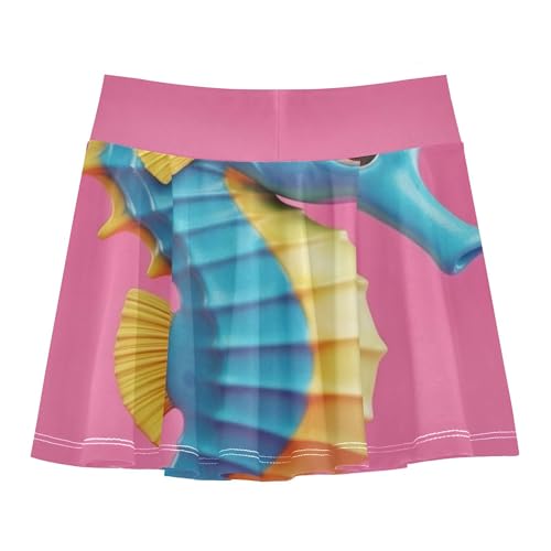 Athletic Shorts Girls Skorts Cute Seahorse Unicorn Blue Pink Toddler Tennis Skirts Breathable Teen Cheer 3t2