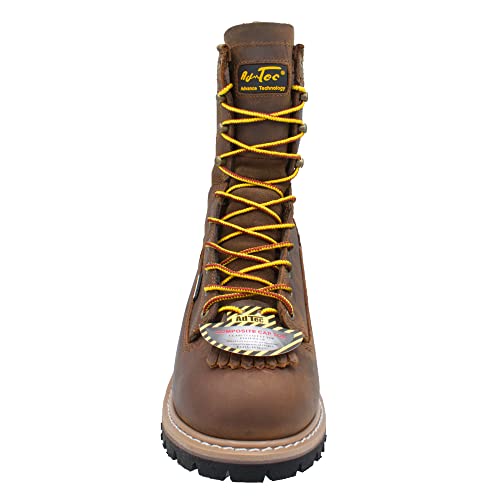 Ad Tec Men's 1020 Brown Waterproof Crazy Horse Leather Logger Work Boots | Safety Toe, Goodyear Welt Construction, Electrical Hazard Outsole, Oil Resistant Lug Sole3
