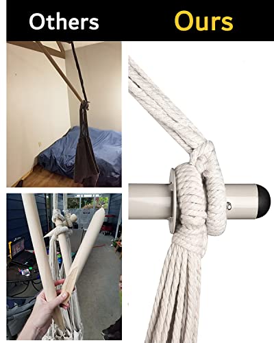Advokair Hanging Chair Hammock Chair Swing (500 Lbs Max) - Comfortable Hanging Rope Swing For Bedroom, Outdoor Patio, Porch, Deck - Indoor And Outdoor - Sturdy Steel Bar With Anti-Slip Safety Rings #TOP2