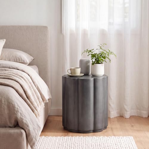 Image of COSIEST Petal Shaped Patio Side Table Outdoor, Modern Concrete End Table