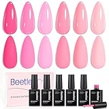 Beetles Pink Gel Nail Polish Set - 6 Colors Bright Hot Light Baby Pink Spring Summer Gel Polish Soak off UV LED Cured Nail Art Design Salon Home DIY Manicure Gifts for Women Pink Love