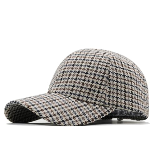 Xilery Gorra de béisbol para mujer y hombre, con mezcla de lana a cuadros, estilo camionero, estilo casual, Color 3, M/talla única