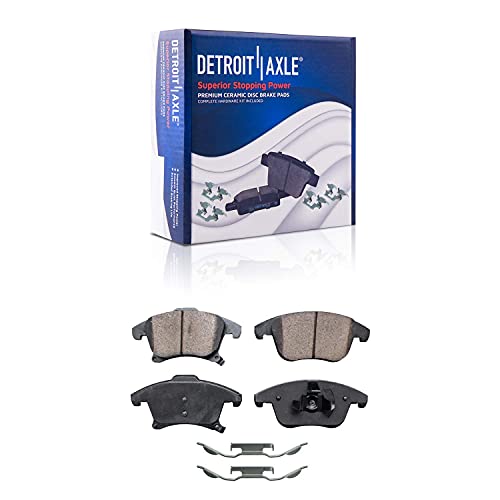 Image of Detroit Axle - FWD Brake Kit for 2014-2016 Ford Fusion Lincoln MKZ, Front and Rear Drilled & Slotted Disc Brake Rotors Ceramic Brake Pads Wheel Lug Nuts Replacement