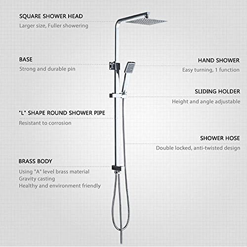 Colonne de douche pluie en laiton chrome chic pour salle de bain - 4