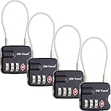 Kabelschloss 3 Stellig Zahlenschloss Kofferschloss Vorhängeschloss Gepäckschloss Sicherheitsschloss TSA Lock Cable USA Schloss Zahlencode für Reise Koffer Spind Rucksack Luggage: 4er set Schwarz