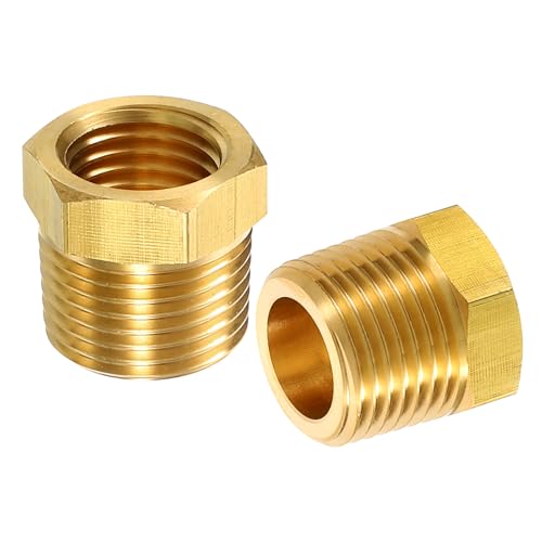 QUARKZMAN 2 Stück 3/8 NPT Männlich x 1/4 NPT Weiblich Messing Reduzierstück Reduzierung Rohrfitting Sechskantmuffe Gewinde Rohrverschraubung Gewindefitting für Wasser Gas Öl Pipelinesysteme