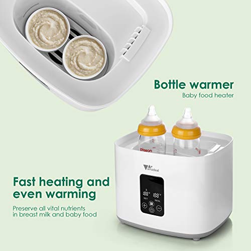 amzdeal 6-in-1 Baby Bottle Sterili-zer and Dryer, BPA Free Electric Steam Bottle Warmer with LCD Display, All-Round Sterili-zation and HEPA Filter, Auto Power-Off, for Drying & Warming & Heating