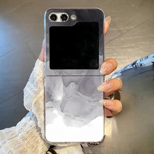 Coque Galaxy Z Flip5 transparente pliable avec protection marbre antichoc