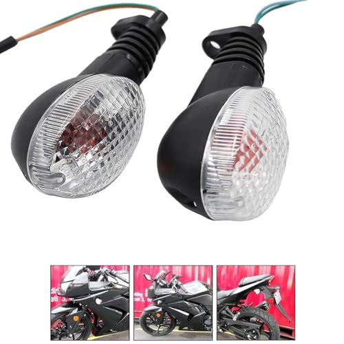 motoparty Motorcycle Turn Signals For KAWASAKI EX250R NINJA 250R KLX250S KLX250SF VN650 Vulcan S Front/Rear Turn Signal Indicator Light Blinker Lamp Motorcycle,(Transparent Shell)