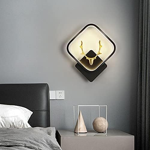 Image of Home Decore Led Fancy Wall Light,Night Lamp,Decorative Lamp,Wall Hanging Lights for Bedroom,Living Room,Color(Warm White+Natural White+Cold White).(Black Squar Deer Head)(pack of 4)