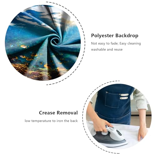 Image of YongFoto Ocean Theme Fish Tank Background 30x12 inch Seaweed Coral Reef Rock Seafloor Tropical Fish Underwater Sea World Polyester Backdrop Reptile Habitat Terrarium Aquarium Background