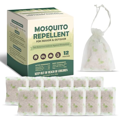 Mosquito Repellent for Patio, 12 Pcs Mosquito Repellent Pouches, Mosquito Deterrent Indoor Outdoor, Mosquito Control, Keep Mosquitoes Away from Home Patio Camping