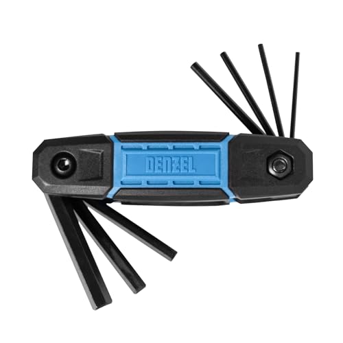 Denzel 8-Piece Metric Folding Hex Key Set Compact Allen Wrench Toolkit