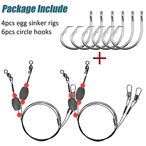 Weighted Grouper Rigs With Egg Sinkers Circle Hooks Saltwater Fishing Bottom Rigs Snapper Flounder Drum Rigs #TOP5