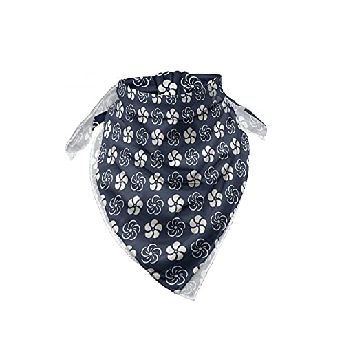 Ambesonne Unisex Bandana, Geometric Retro Japanese Flora, Blue Cream #TOP2