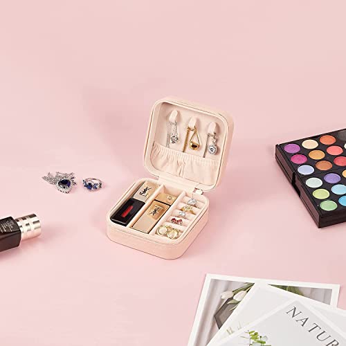 Image of Rishabh Overseas Jewellery Box for Women | Mini Portable Travel Case Display Storage Holder | PU Leather Small Organizer for Rings, Stud, Necklaces, Earrings & Ornaments (Multicolor)