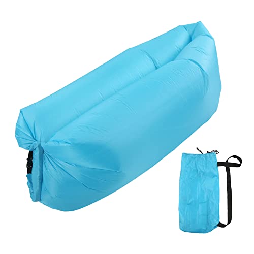 Inflatable Lounger Air Sofa, Foldable Easy Inflation Abrasion Resistant Comfortable Inflatable Sofa Portable for Outdoor (Sky Blue)