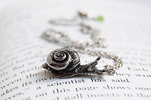 Enchanted Leaves - Large Forest Snail Necklace - Cute Silver Snail Charm Necklace #TOP1