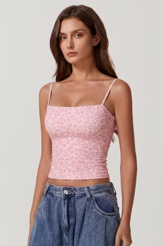 Image of QINSEN Women's Double Lined Basic Tank Top Adjustable Spaghetti Straps Sleeveless Camisole Shirts