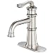 BWE Waterfall Single Handle One Hole Bathroom Sink Faucet Lavatory Faucets Deck Mount Brushed Nickel Commercial