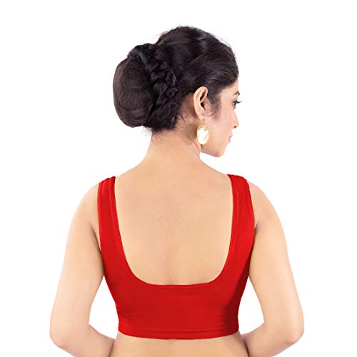 Image of Abhi Cotton Readymade Saree Blouse for Women- Sleeveless, U-Neck, Regular-fit, Stretchable, Pull-on Style